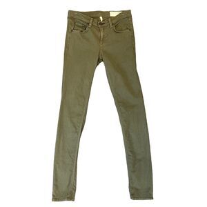 Rag & Bone Skinny Jeans Womens 26 Army Green Super Stretch Mid Rise Denim